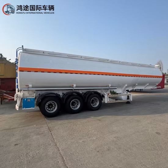 3개의 차축/40000L/42000L/45000L 탄소 강철/스테인리스/알루미늄 합금 탱크/기름/연료/디젤/가솔린/원유/물/우유 수송을 위한 유조 트럭 세미 트레일러